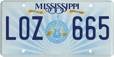 MS license plate LOZ665