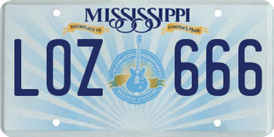 MS license plate LOZ666