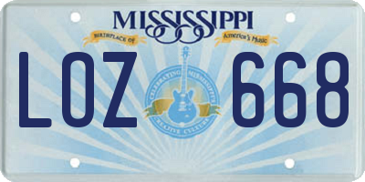 MS license plate LOZ668