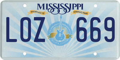 MS license plate LOZ669