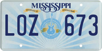 MS license plate LOZ673
