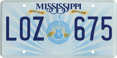 MS license plate LOZ675