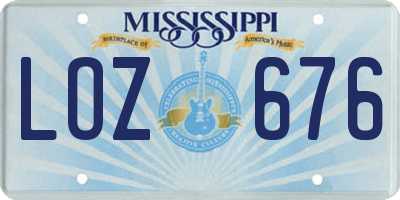 MS license plate LOZ676