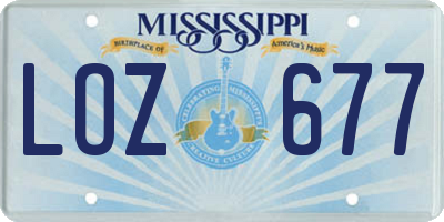 MS license plate LOZ677