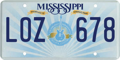 MS license plate LOZ678