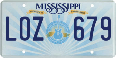 MS license plate LOZ679