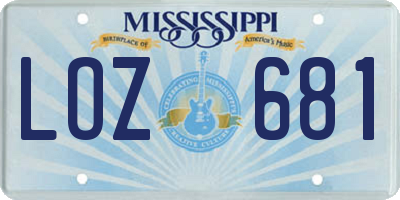 MS license plate LOZ681