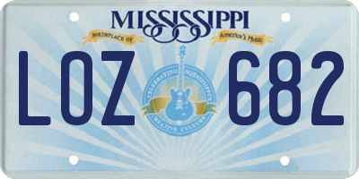 MS license plate LOZ682