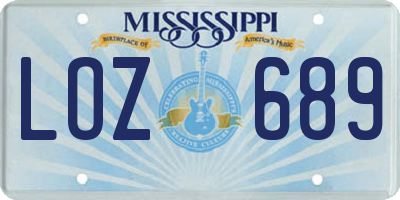 MS license plate LOZ689