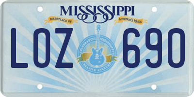 MS license plate LOZ690