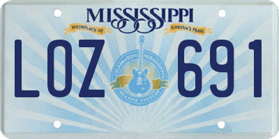 MS license plate LOZ691