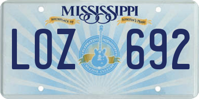 MS license plate LOZ692
