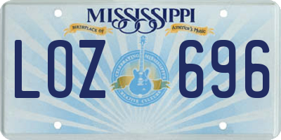 MS license plate LOZ696