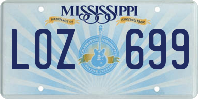 MS license plate LOZ699