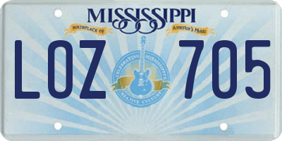MS license plate LOZ705