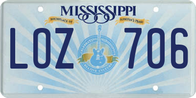 MS license plate LOZ706