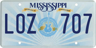 MS license plate LOZ707
