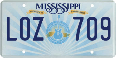 MS license plate LOZ709