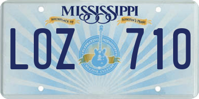 MS license plate LOZ710