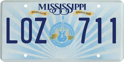 MS license plate LOZ711