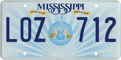 MS license plate LOZ712
