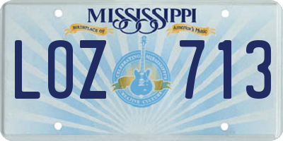 MS license plate LOZ713
