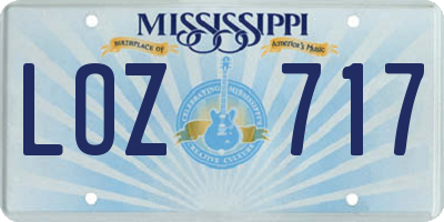 MS license plate LOZ717