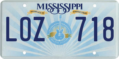 MS license plate LOZ718