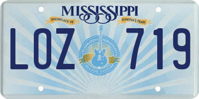MS license plate LOZ719