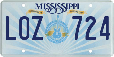 MS license plate LOZ724