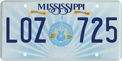 MS license plate LOZ725