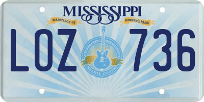 MS license plate LOZ736