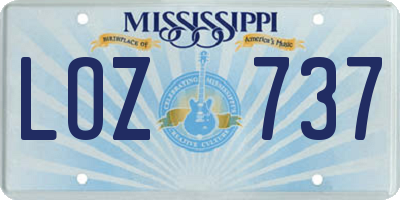 MS license plate LOZ737