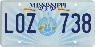 MS license plate LOZ738