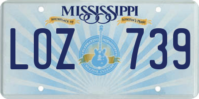MS license plate LOZ739