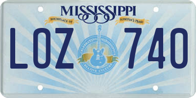 MS license plate LOZ740