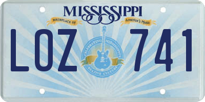 MS license plate LOZ741