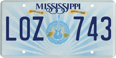 MS license plate LOZ743