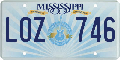 MS license plate LOZ746