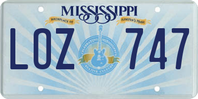 MS license plate LOZ747