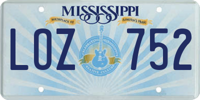 MS license plate LOZ752