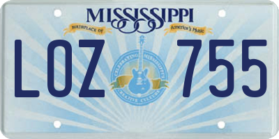 MS license plate LOZ755
