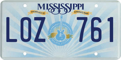 MS license plate LOZ761