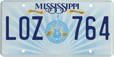 MS license plate LOZ764