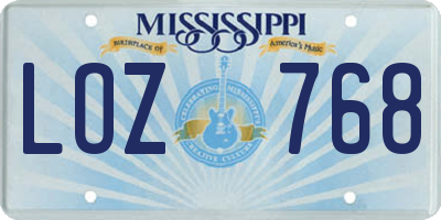 MS license plate LOZ768