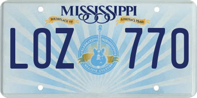 MS license plate LOZ770