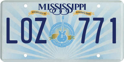 MS license plate LOZ771
