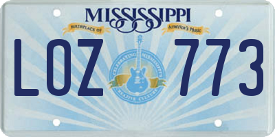 MS license plate LOZ773