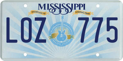 MS license plate LOZ775