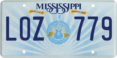 MS license plate LOZ779